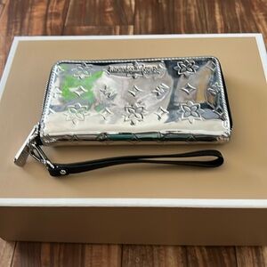 Michael Kors Silver and Black Wristlet